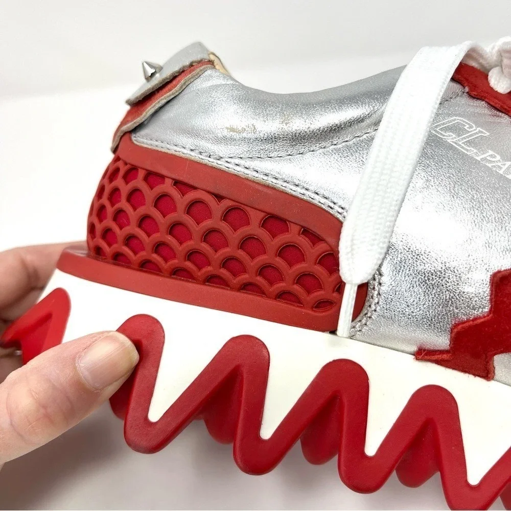 Christian Louboutin Loubishark Spike Platform Low Top Sneakers Red 42.5 9.5